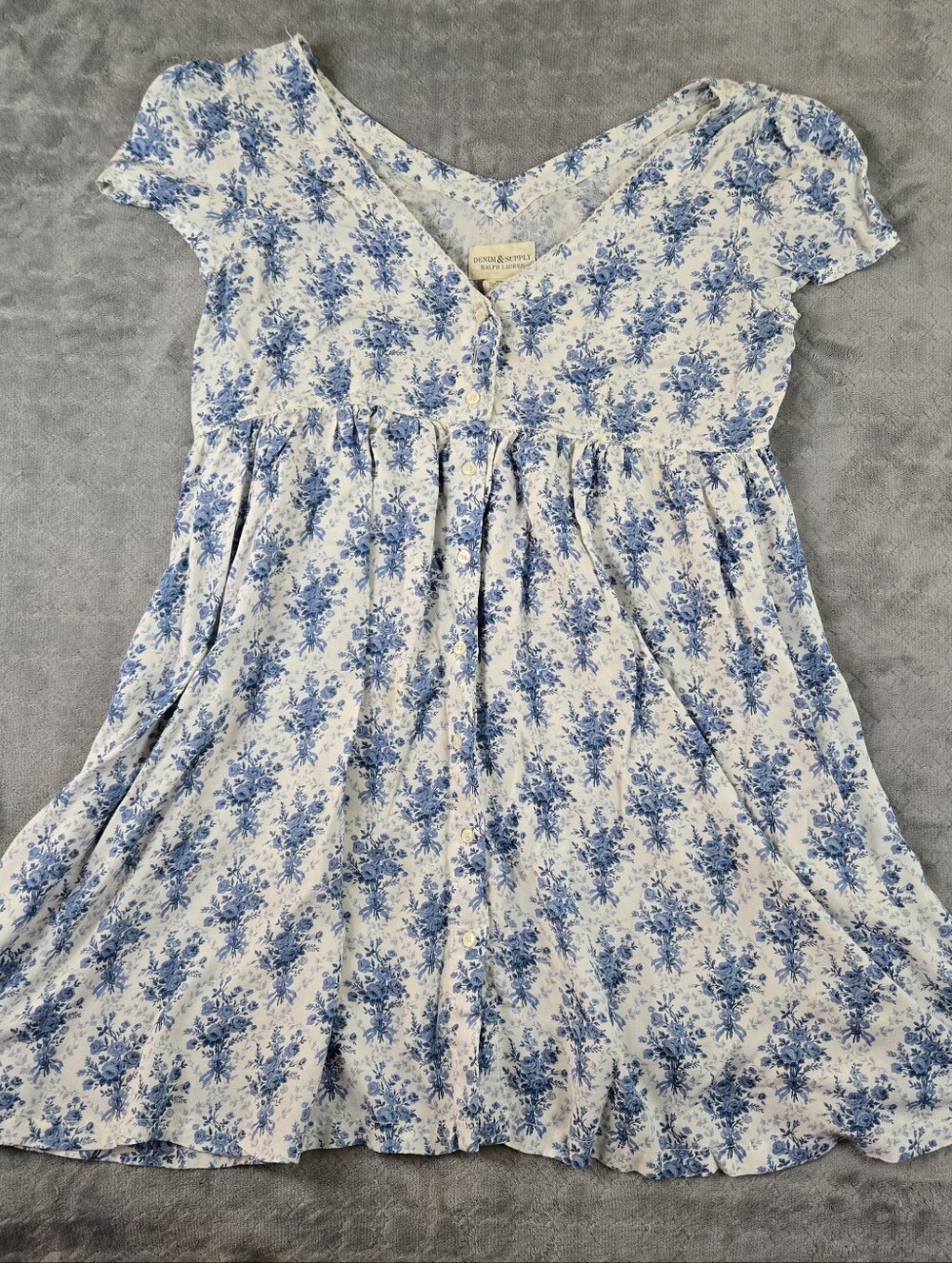 Denim & Supply By Ralph Lauren Blue Floral Button-Front Mini Dress